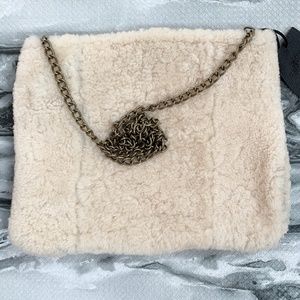 Silence + Noise Real Shearling Clutch/Shoulder Bag